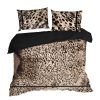 Pościel makosatynowa EVA 23 brązowa 160 X 200 cm – z wzorem leoparda