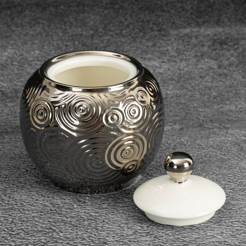 Pojemnik ceramiczny srebrny 10 X 10 X 11 cm – stylowa dekoracja