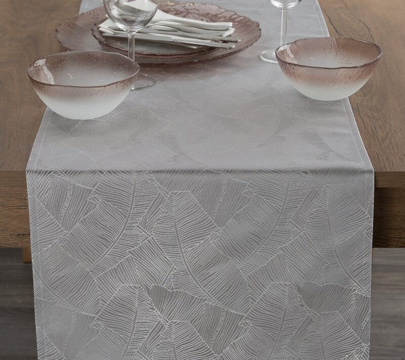 Bieżnik żakardowy Isla srebrny 40 x 140 cm – doda blasku zastawie