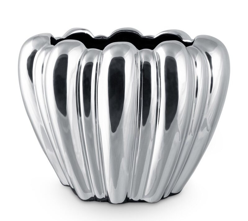 Wazon ceramiczny Antonio (02) srebrny 21 x 13 x 16 cm – na suszone kwiaty