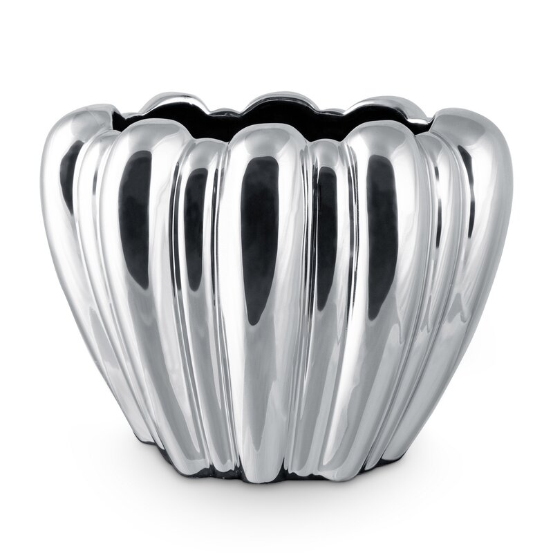 Wazon ceramiczny Antonio (02) srebrny 21 x 13 x 16 cm – na suszone kwiaty