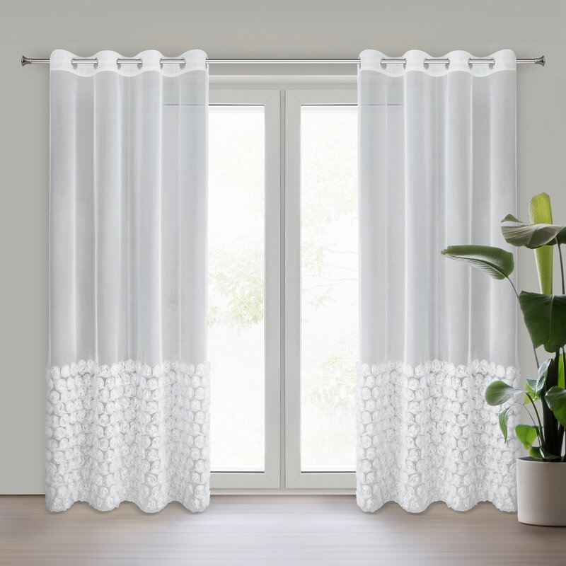 ZASŁONA GOTOWA ROSES 2 140 X 250 CM BIAŁY