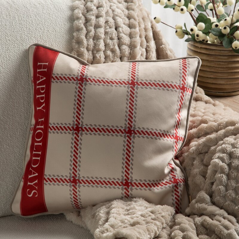 Poszewka świąteczna Clark02 beżowa 45 x 45 cm – miękka i welwetowa