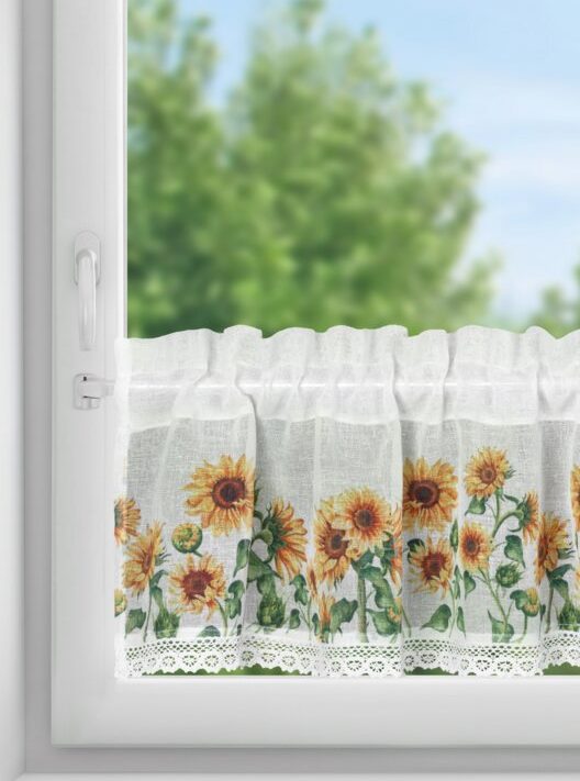 Zazdrostka gotowa Helia biała 150 X 30 cm – z motywem słoneczników