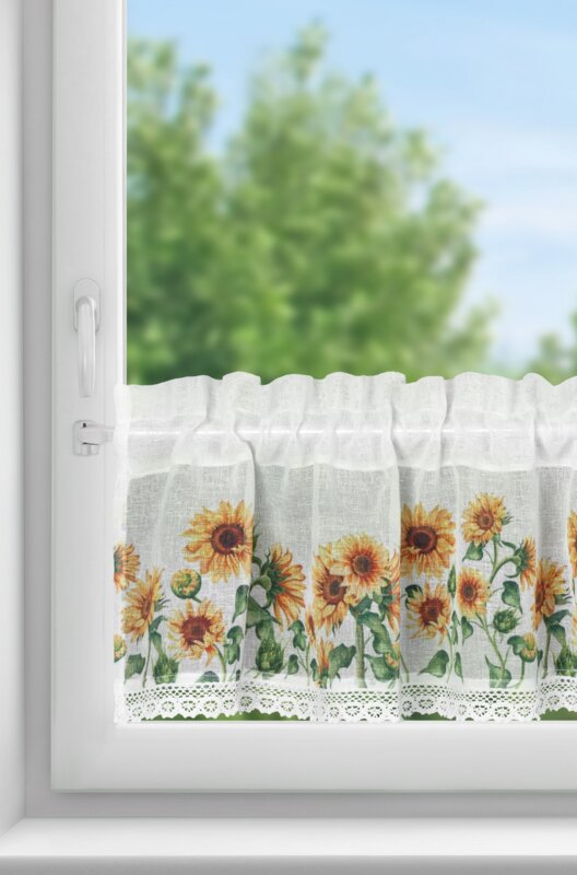 Zazdrostka gotowa Helia biała 150 X 30 cm – z motywem słoneczników