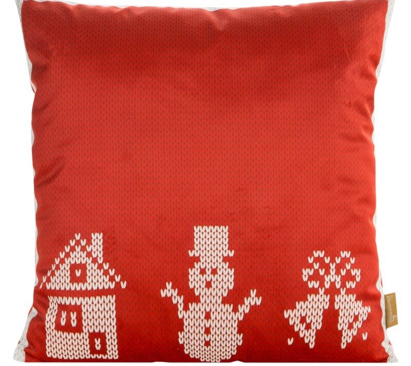 Poszewka welwetowa NOEL01 czerwona 45 X 45 cm – na magiczne święta