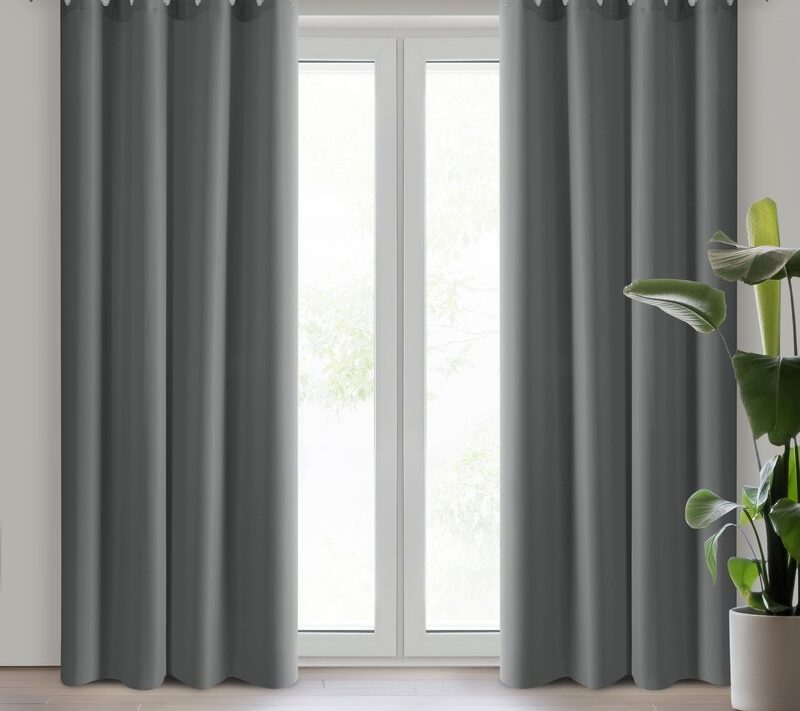 Zasłona gotowa Rita grafitowa 140 X 250 cm – do salonu i sypialni