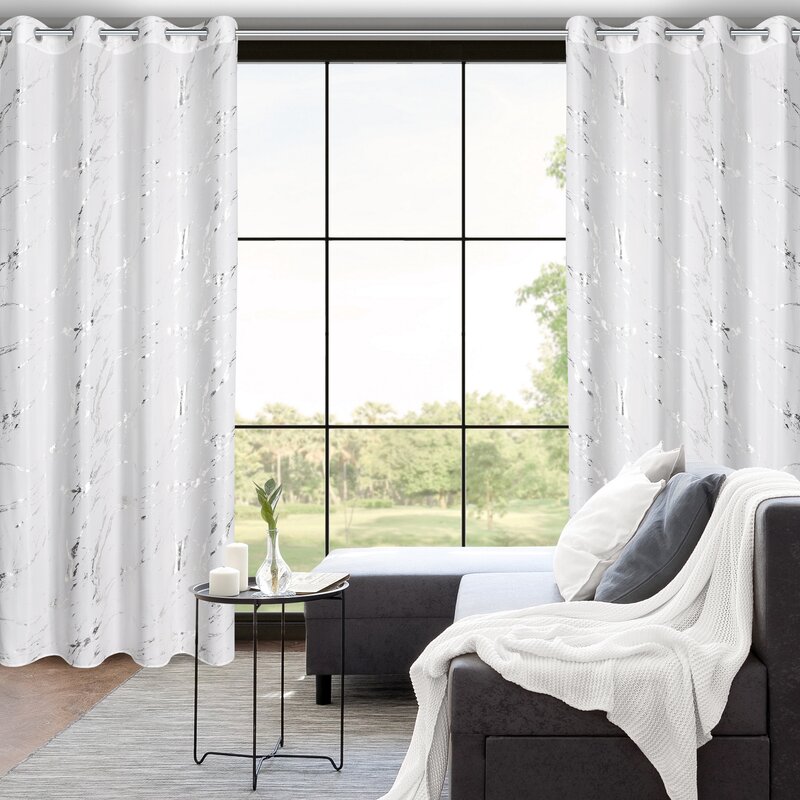 Zasłona gotowa LANI biała 140 X 250 cm – z błyszczącym nadrukiem