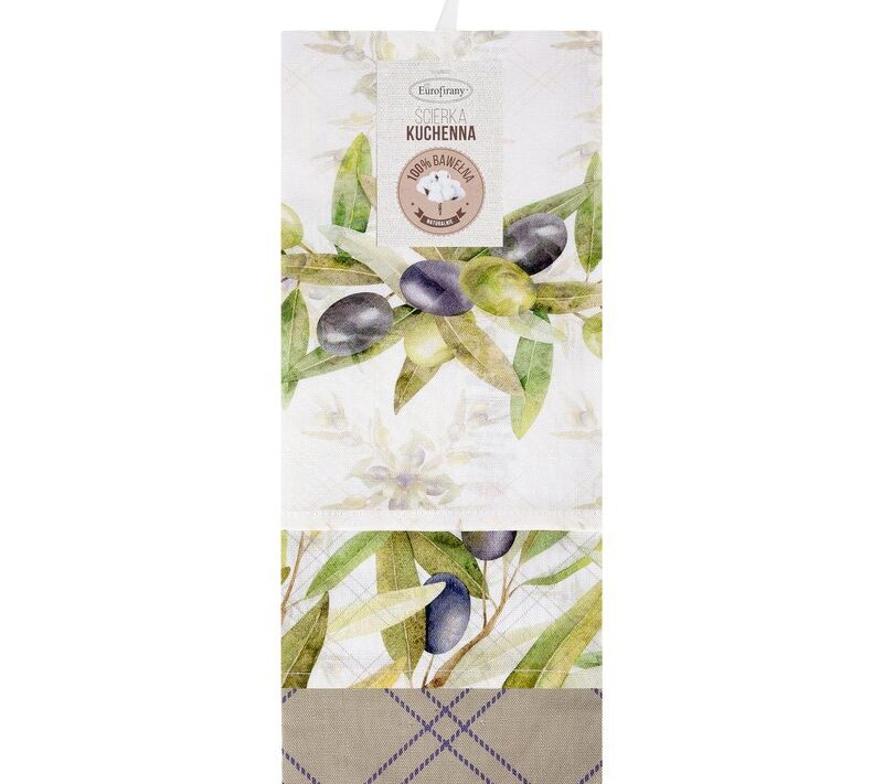 Komplet ściereczek kuchennych 3szt 50x75 cm bawełniany kolor biały, zielony 200 g/m2 OLIVE – stylowy dodatek