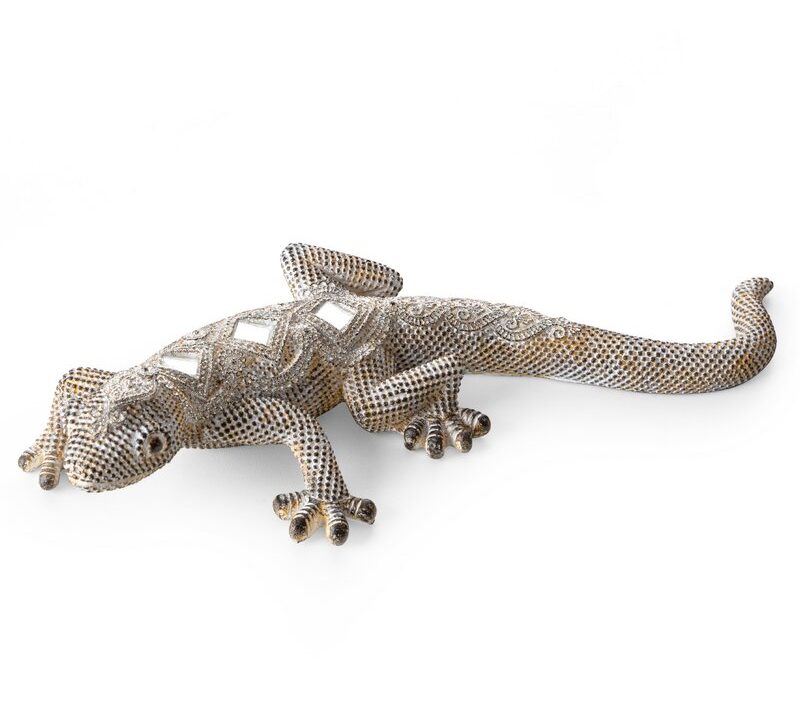 Figurka ceramiczna Gatos srebrna 25 x 11 x 5 cm – doda blasku wnętrzu