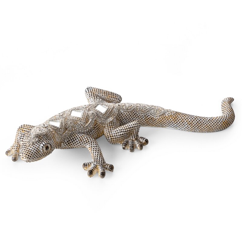 Figurka ceramiczna Gatos srebrna 25 x 11 x 5 cm – doda blasku wnętrzu