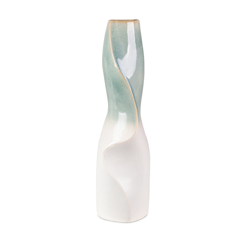 Wazon ceramiczny Liana kremowy 14 x 13 x 47 cm – na susze i kwiaty