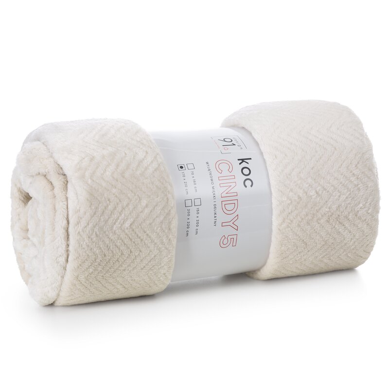 Koc flano Cindy5 kremowy 170 x 210 cm – otuli ciepłem