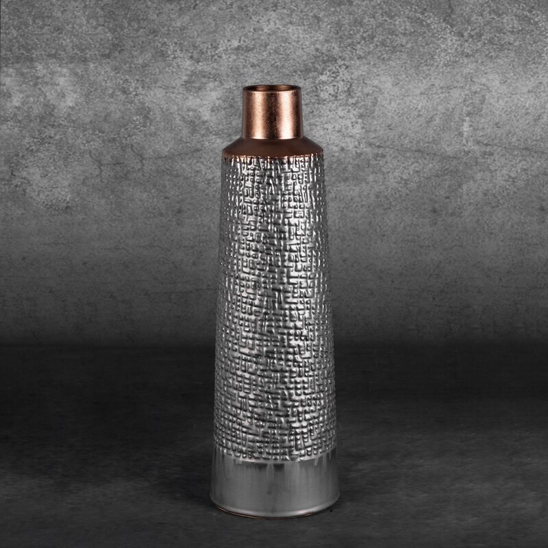 Wazon ceramiczny Morena stalowy fi 16 x 50 cm – idealny na kwiaty