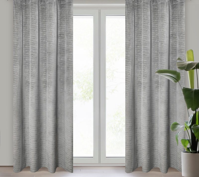 Zasłona gotowa Aluvia stalowa 140 x 250 cm – zaciemnia pomieszczenie