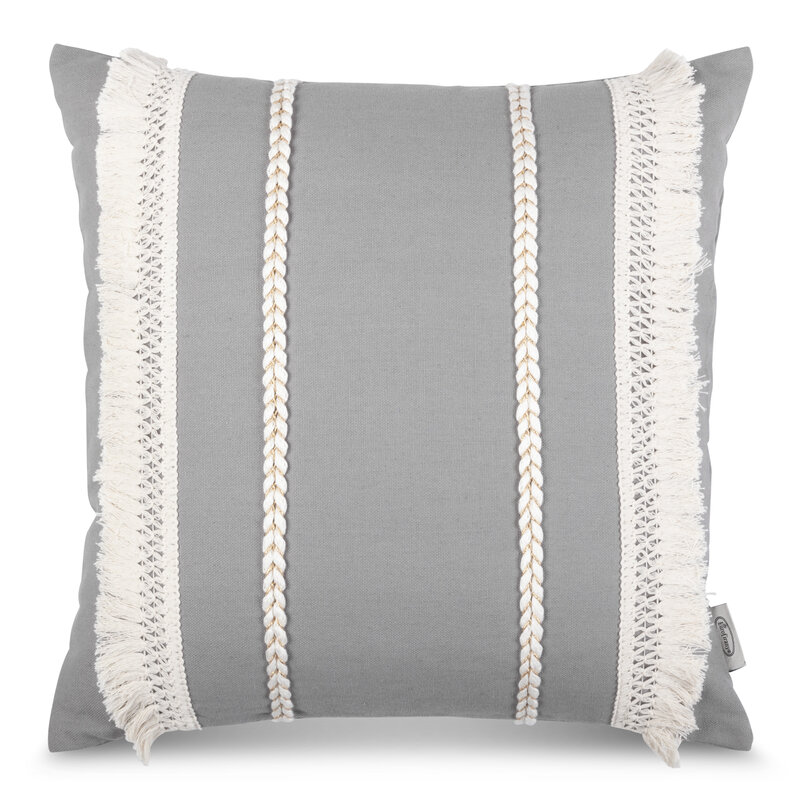 Poszewka boho szara 45 x 45 cm – wprowadza przytulny klimat