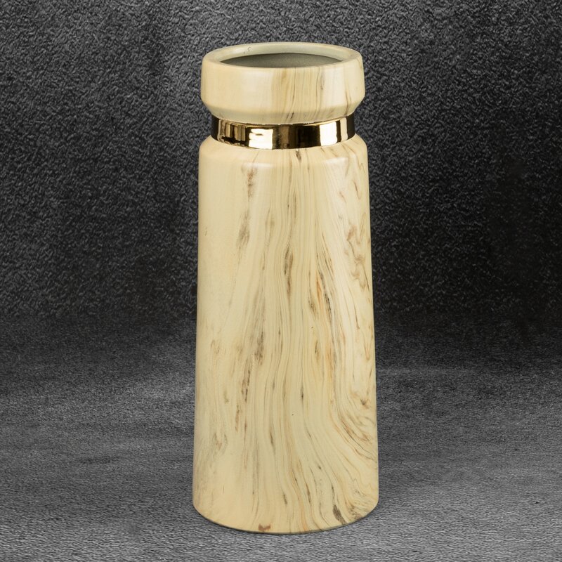 Wazon ceramiczny Aliza beżowy fi 12 x 30 cm – na susze i kwiaty