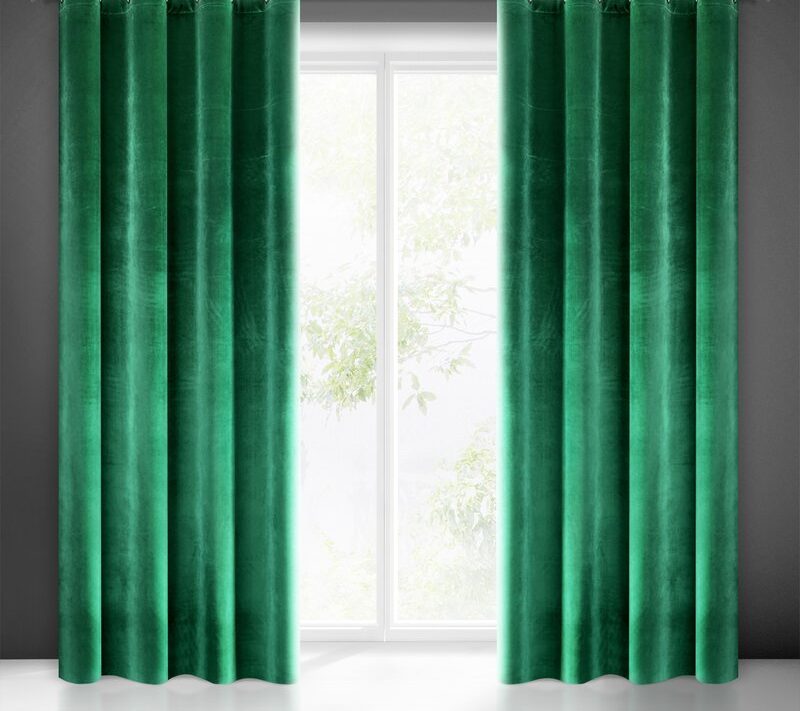 Zasłona gotowa Samanta zielona 140 x 250 cm – zaciemniająca welwet