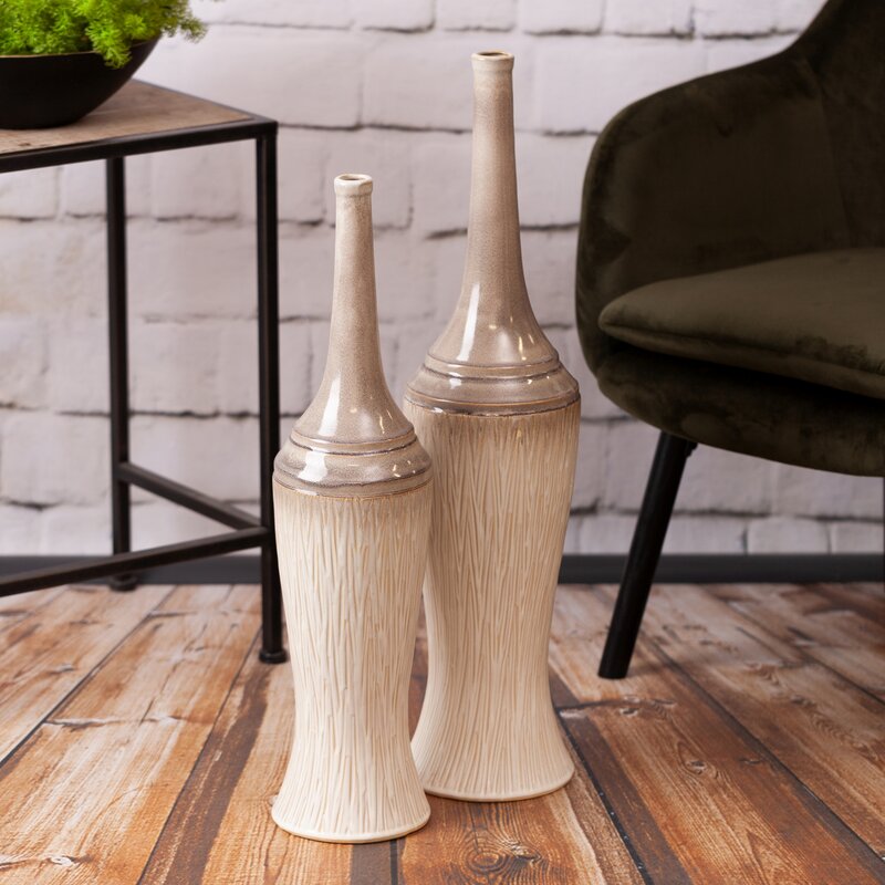 Wazon ceramiczny Rosina kremowy fi 18 x 76 cm – na susze i kwiaty