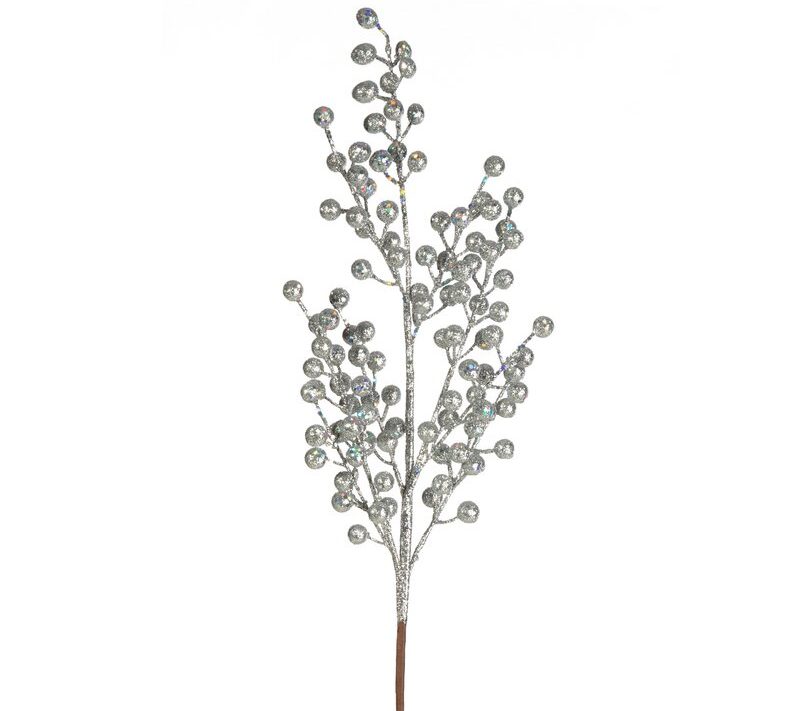 Gałązka świąteczna dekoracyjna srebrna 45 cm – elegancka ozdoba