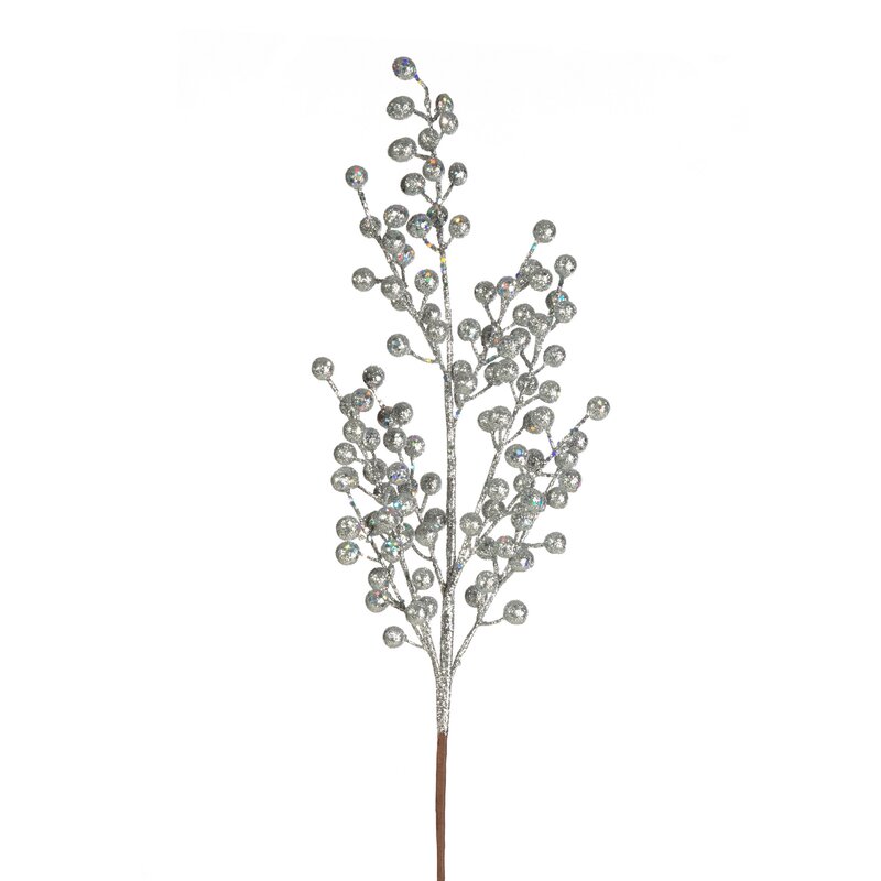Gałązka świąteczna dekoracyjna srebrna 45 cm – elegancka ozdoba