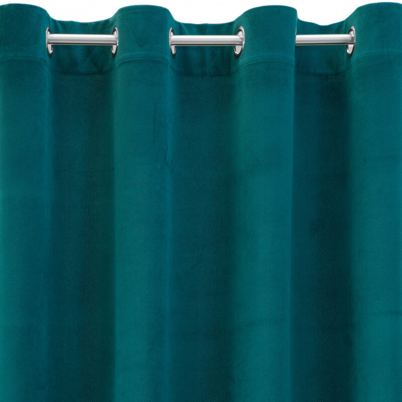 Zasłona gotowa Milo ciemnoturkusowa 140 X 250 cm – miękka w dotyku