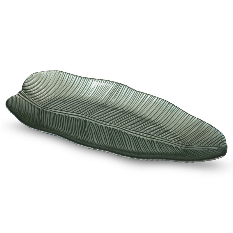 SZKLANA PATERA DEKORACYJNA ANDREA (02) 45 X 20 X 4 CM ZIELONY