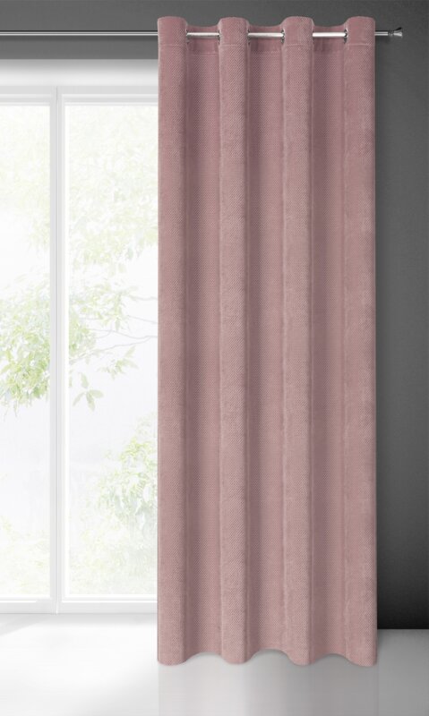 Zasłona gotowa Eliza pudrowy róż 140 X 250 CM – welwetowa miękkość
