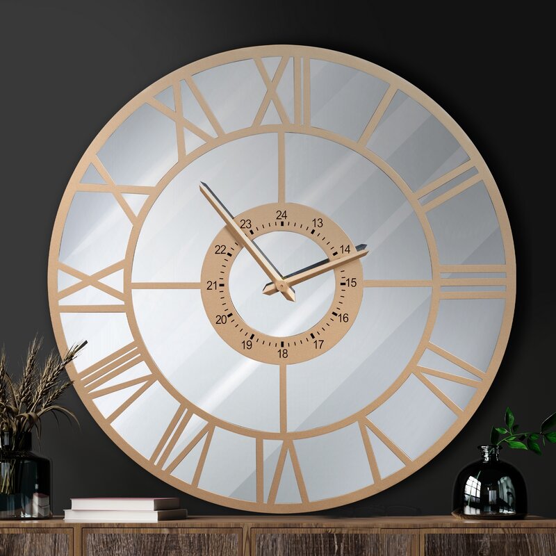 Zegar ścienny złoty O 60 x 5 cm – stylowy akcent w salonie