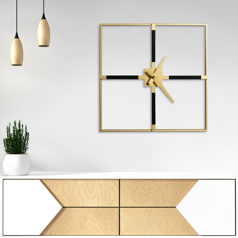 Zegar ścienny czarny 60 x 5 x 60 cm – nowoczesny akcent do salonu