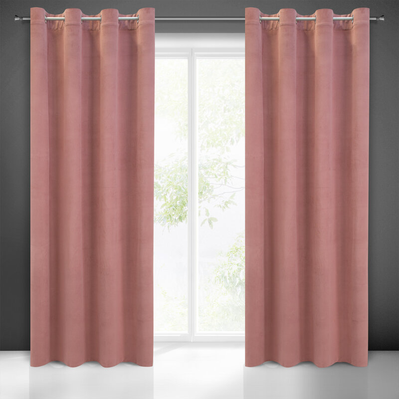 Zasłona welwetowa MILO różowa 140 X 250 cm – miękka i przytulna
