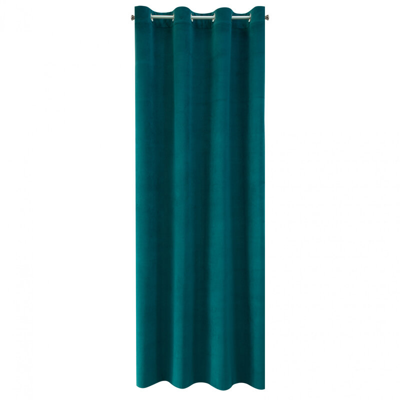 Zasłona gotowa Milo ciemnoturkusowa 140 X 250 cm – miękka w dotyku