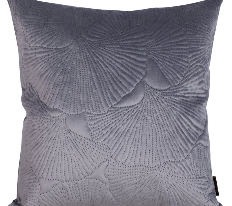Poszewka Velvet liście stalowa 45 x 45 cm – doda przytulności