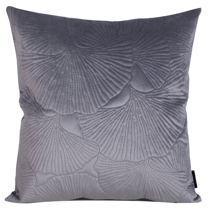 Poszewka Velvet liście stalowa 45 x 45 cm – doda przytulności