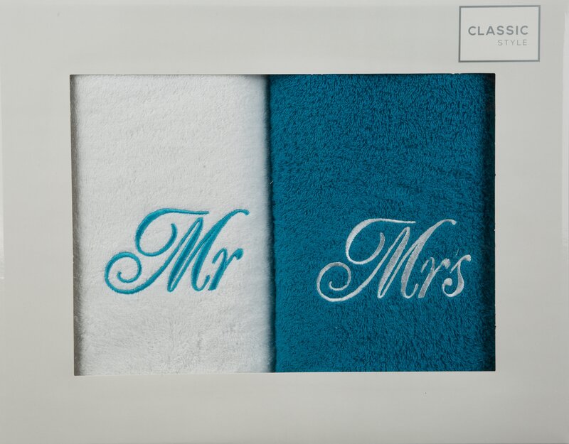 KOMPLET RĘCZNIKÓW MR MRS 47 X 37 X 7 CM BIAŁY