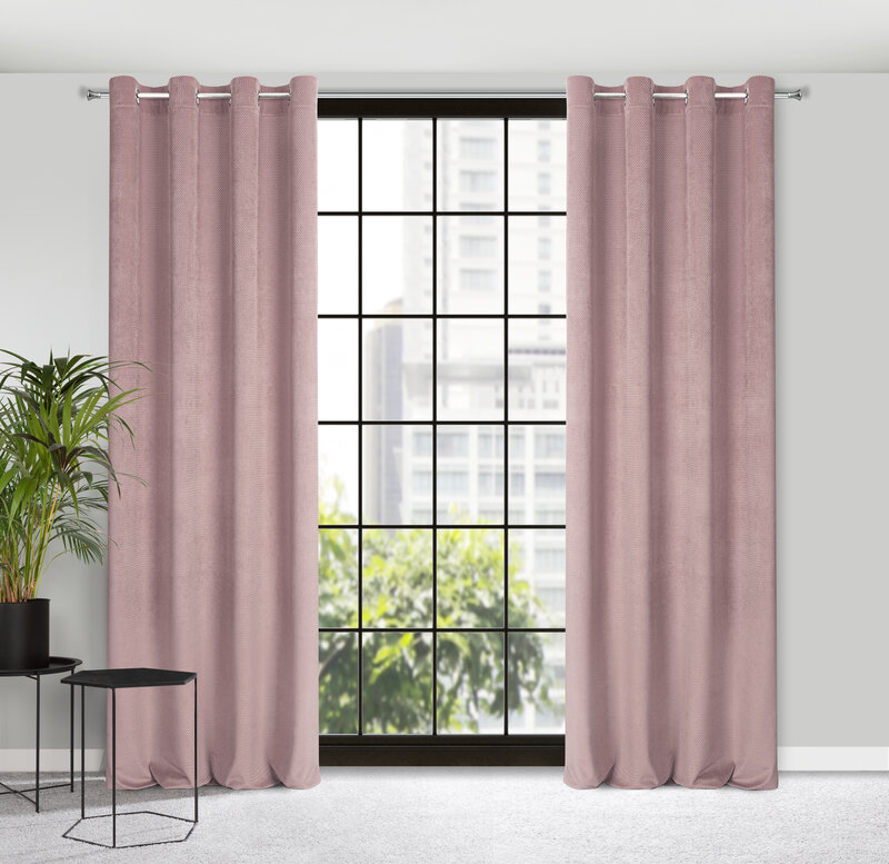 Zasłona gotowa Eliza pudrowy róż 140 X 250 CM – welwetowa miękkość