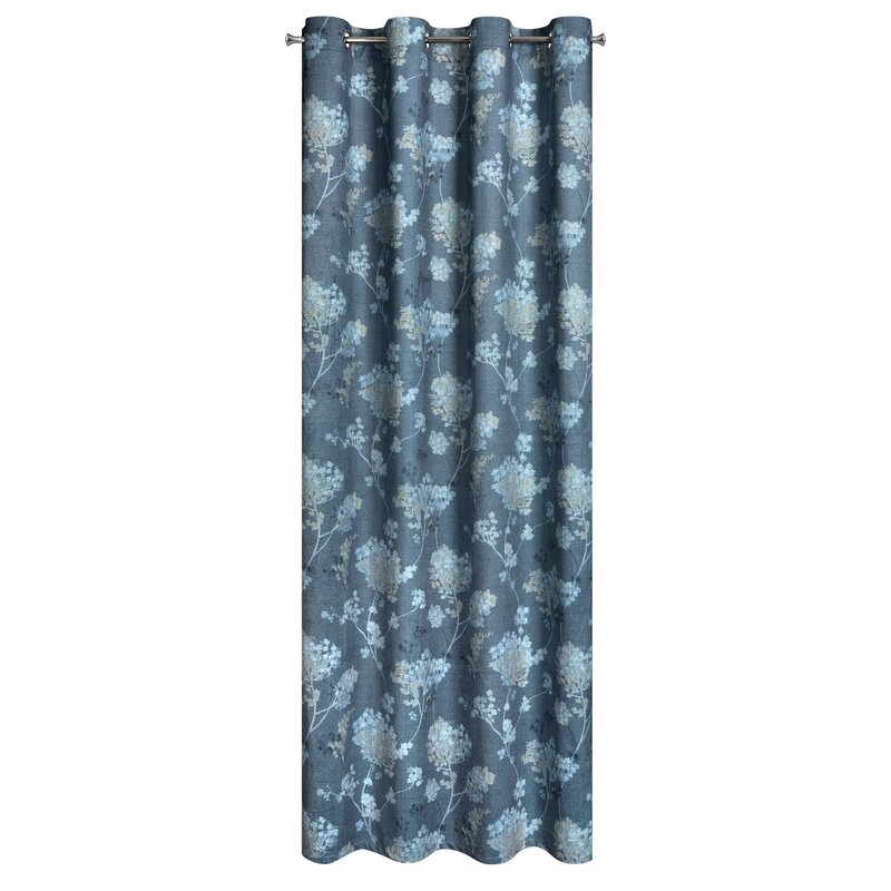 Zasłona gotowa D91 ANDY ciemnoniebieska 140 X 250 cm – welwetowa z wzorem