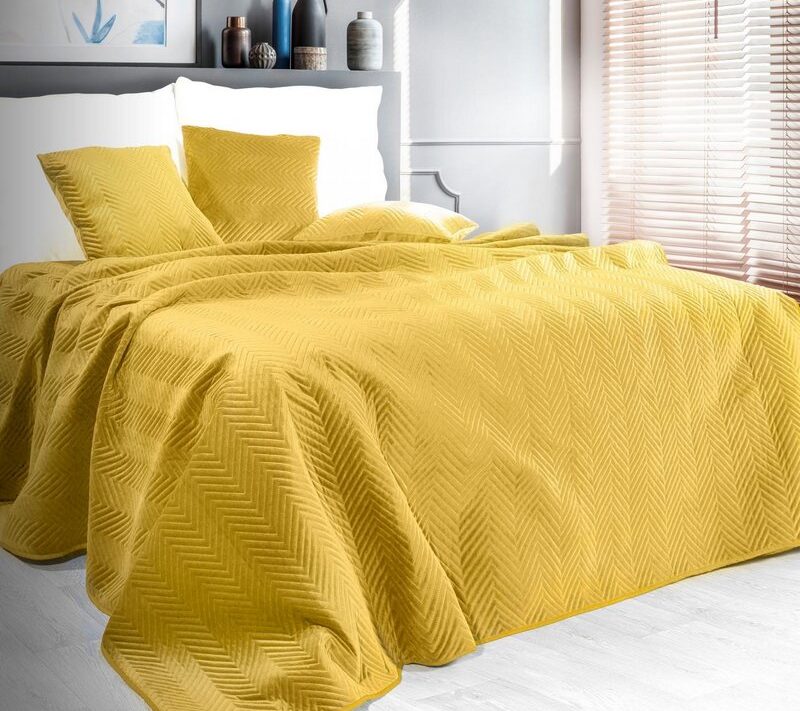 Narzuta Velvet musztardowa 220 x 240 cm – miękka i stylowa