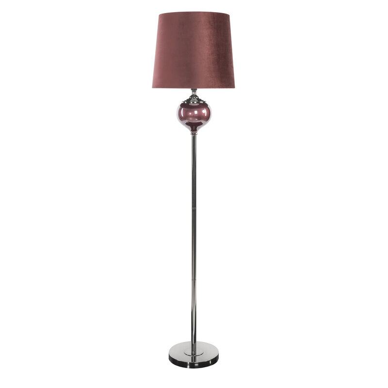 Lampa podłogowa Beth bordowa O 41 x 172 cm – z welwetowym abażurem