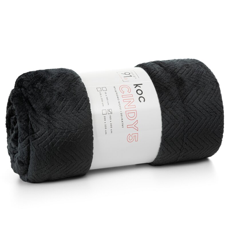 Koc flano D91 czarny 150 x 200 cm – miękki i ciepły
