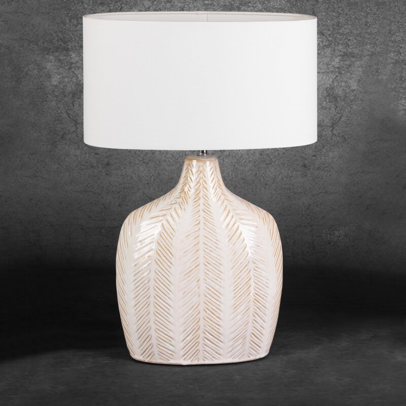 Lampa stołowa Liza kremowa 38 x 58 cm – subtelne oświetlenie