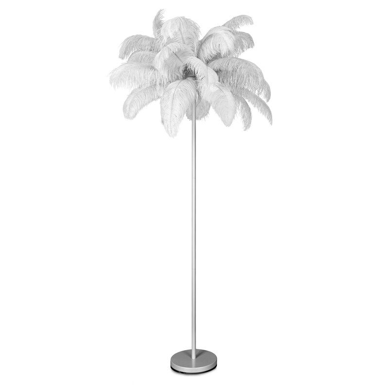 Lampa stojąca Feri srebrna 95 x 95 x 180 cm – wprowadza nastrój