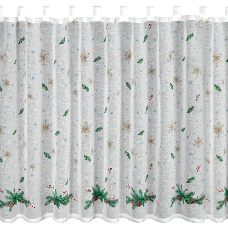 Zasłona świąteczna SW/XMAS/FIR biała 90x150 cm – gotowa do zawieszenia