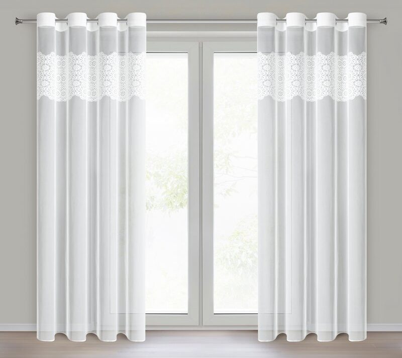Firana gotowa Afrodyta biała 140 x 250 cm – zdobiona haftem