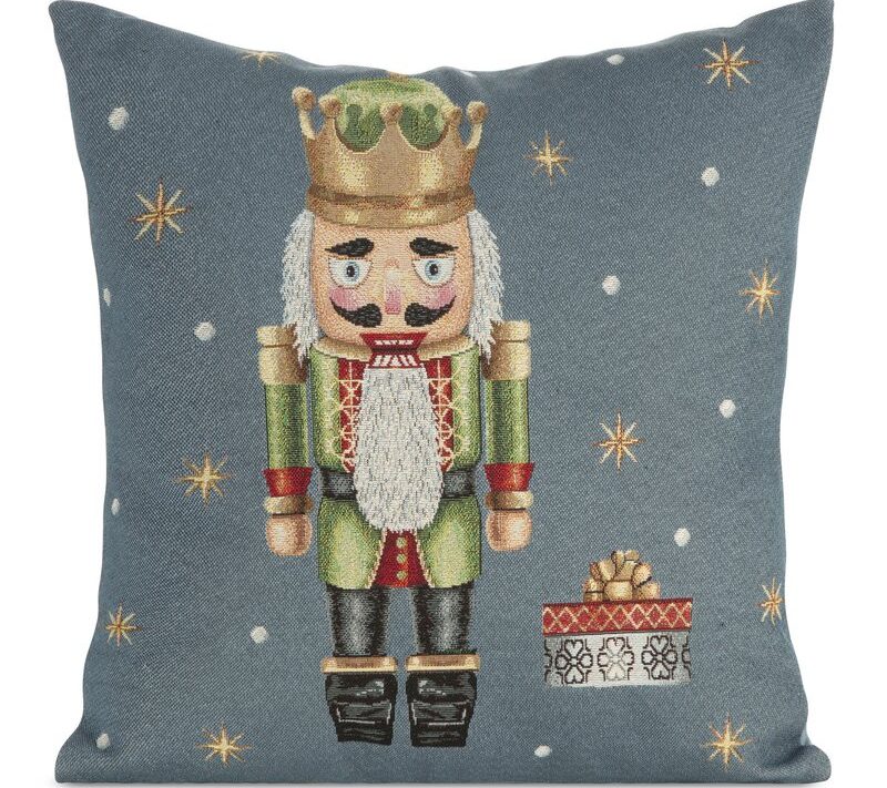 Poszewka gobelinowa Boże Narodzenie popielata 45x45 cm – idealna dekoracja