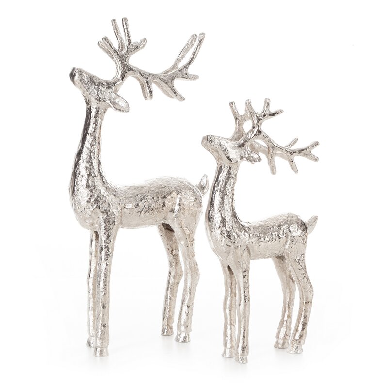 Figurka świąteczna srebrna 16 x 6 x 39 cm – metalowa dekoracja