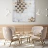 Obraz ręcznie malowany geometryczny biały 80 X 80 cm – nowoczesny wystrój wnętrz