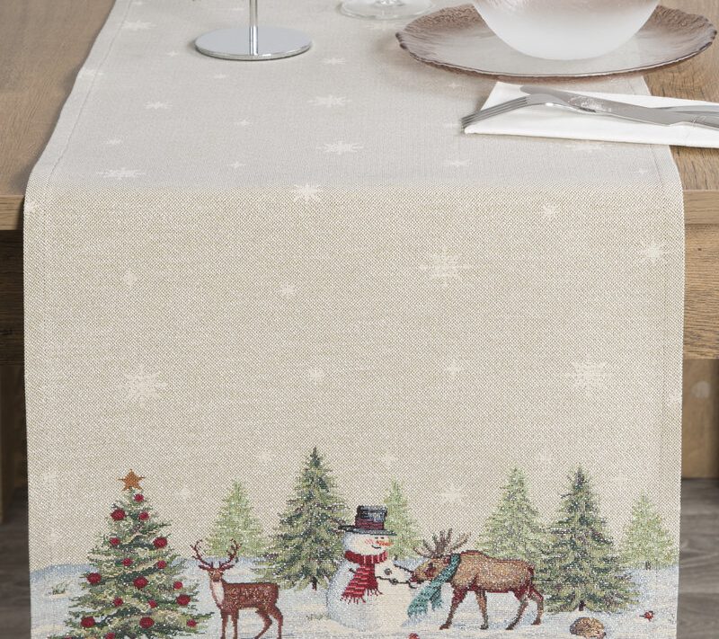 Obrus gobelinowy świąteczny naturalny 40x100 cm – trwały i elegancki