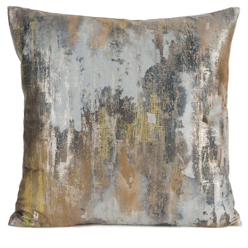 Poszewka Tina musztardowa 45 X 45 CM – z metalicznym nadrukiem