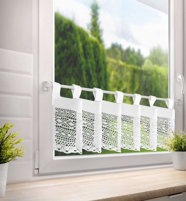 FIRANA GOTOWA MADDELINE NA SZELKACH 150 X 35 CM BIAŁY